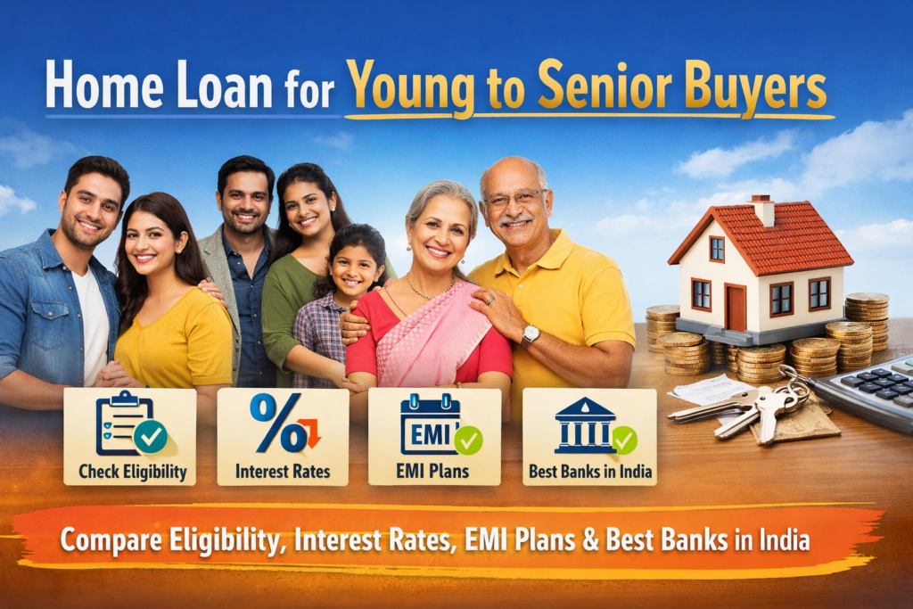 Home loan for young to senior buyers. Compare eligibility, interest rates, EMI plans & best banks in India.